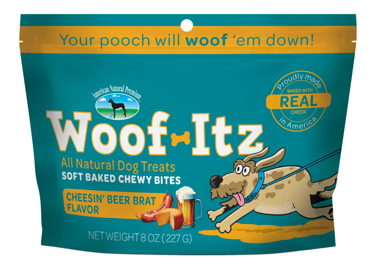 ANP Woof Itz Cheesin' Beer Brat Dog Treats : 8 oz