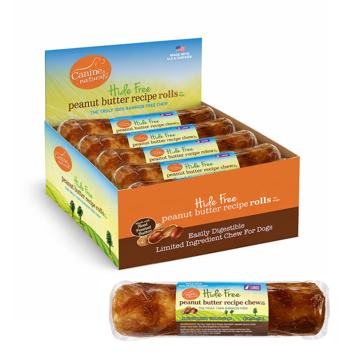 Canine Naturals Hide Free Large Peanut Butter Chew - 7"
