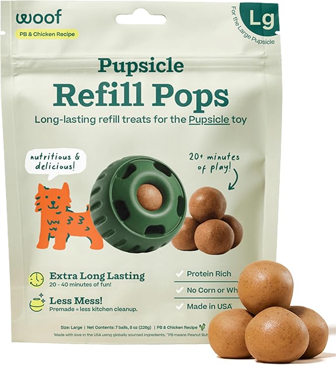 Woof Dog Pupsicle Chicken Peanut Butter Refill Pops: 8 oz LG
