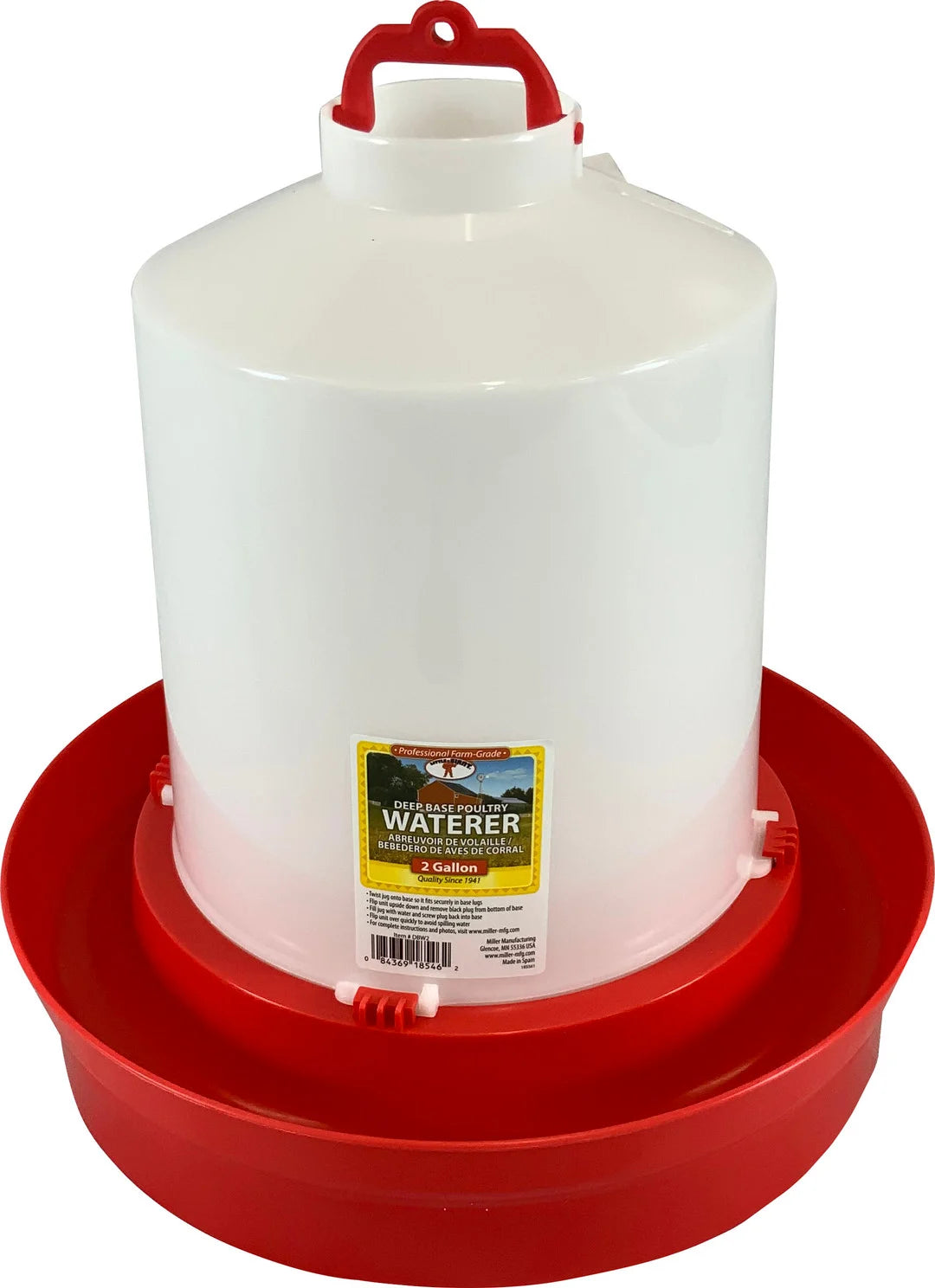 LITTLE GIANT DEEP BASE POULTRY WATERER RED - 2 GAL