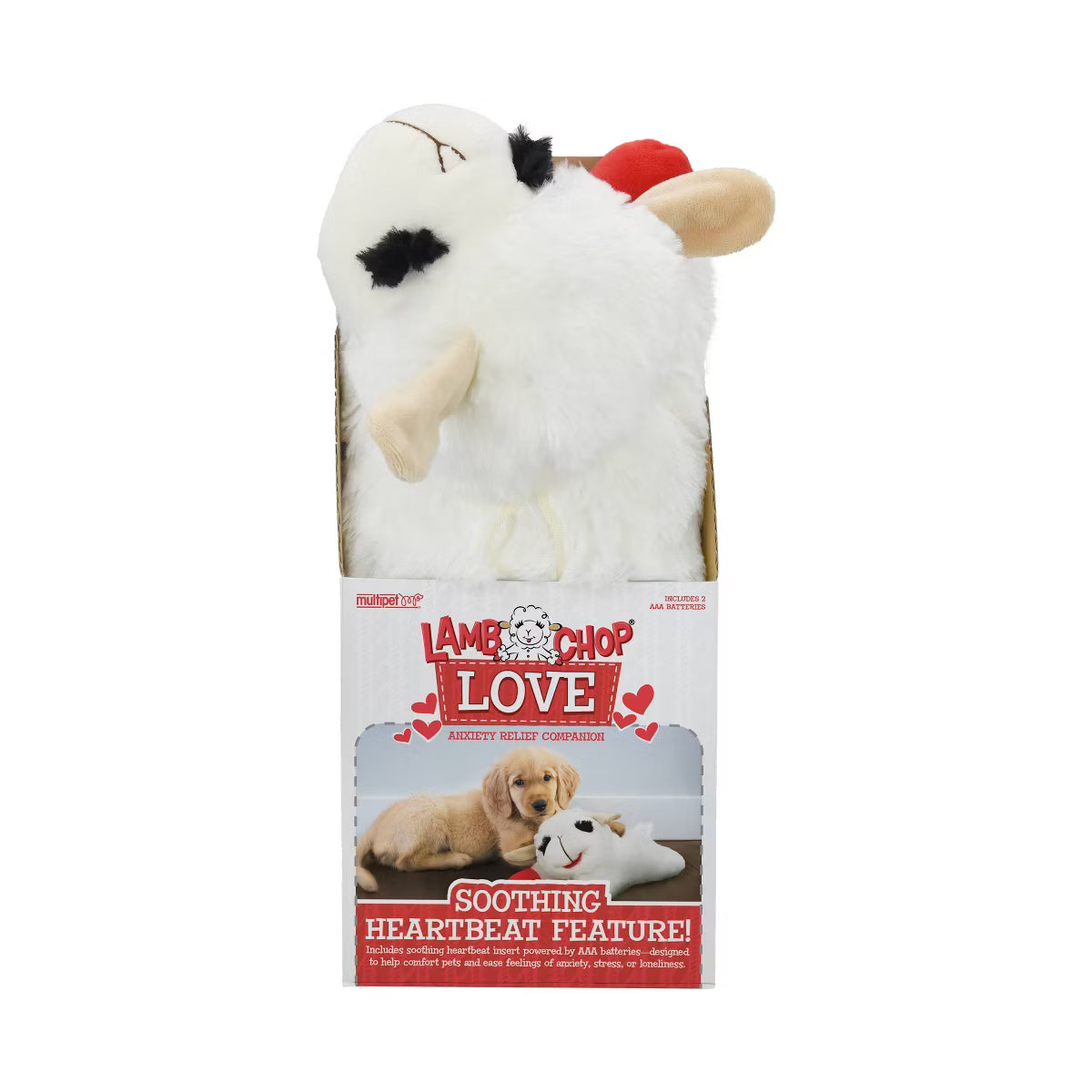 Multipet Lamb Chop Love with Heartbeat Dog Toy White: Medium