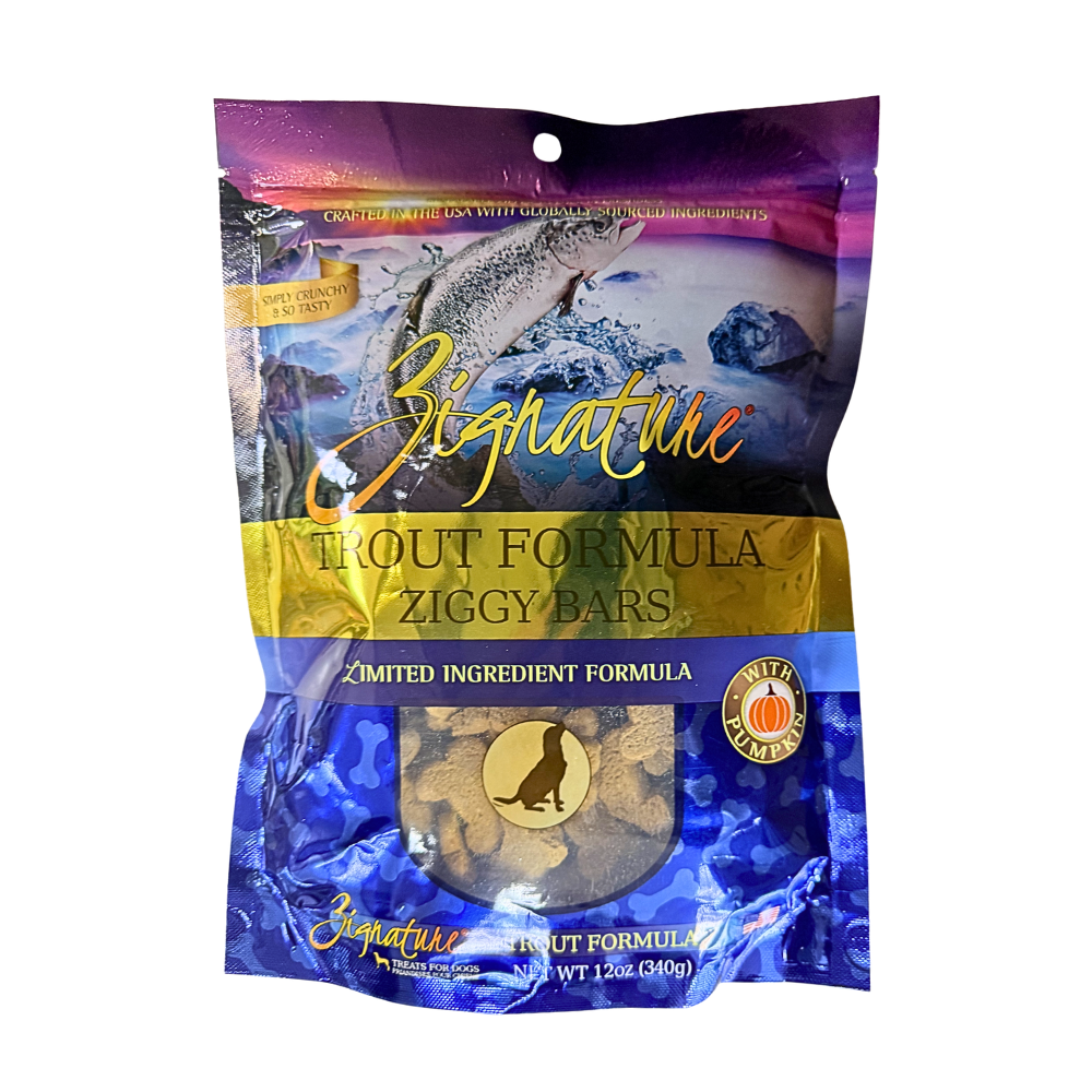 Zignature Trout Ziggy Bar Grain Free Dog Treats: 12oz