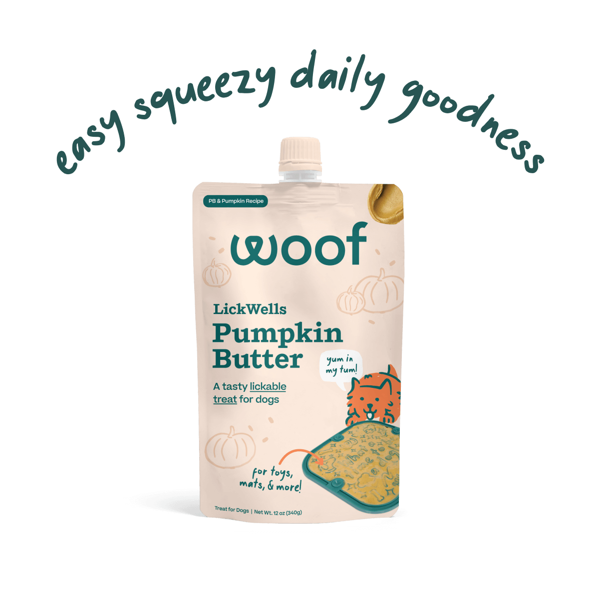 Woof LickWells Pumpkin Butter Dog Treat 12 oz