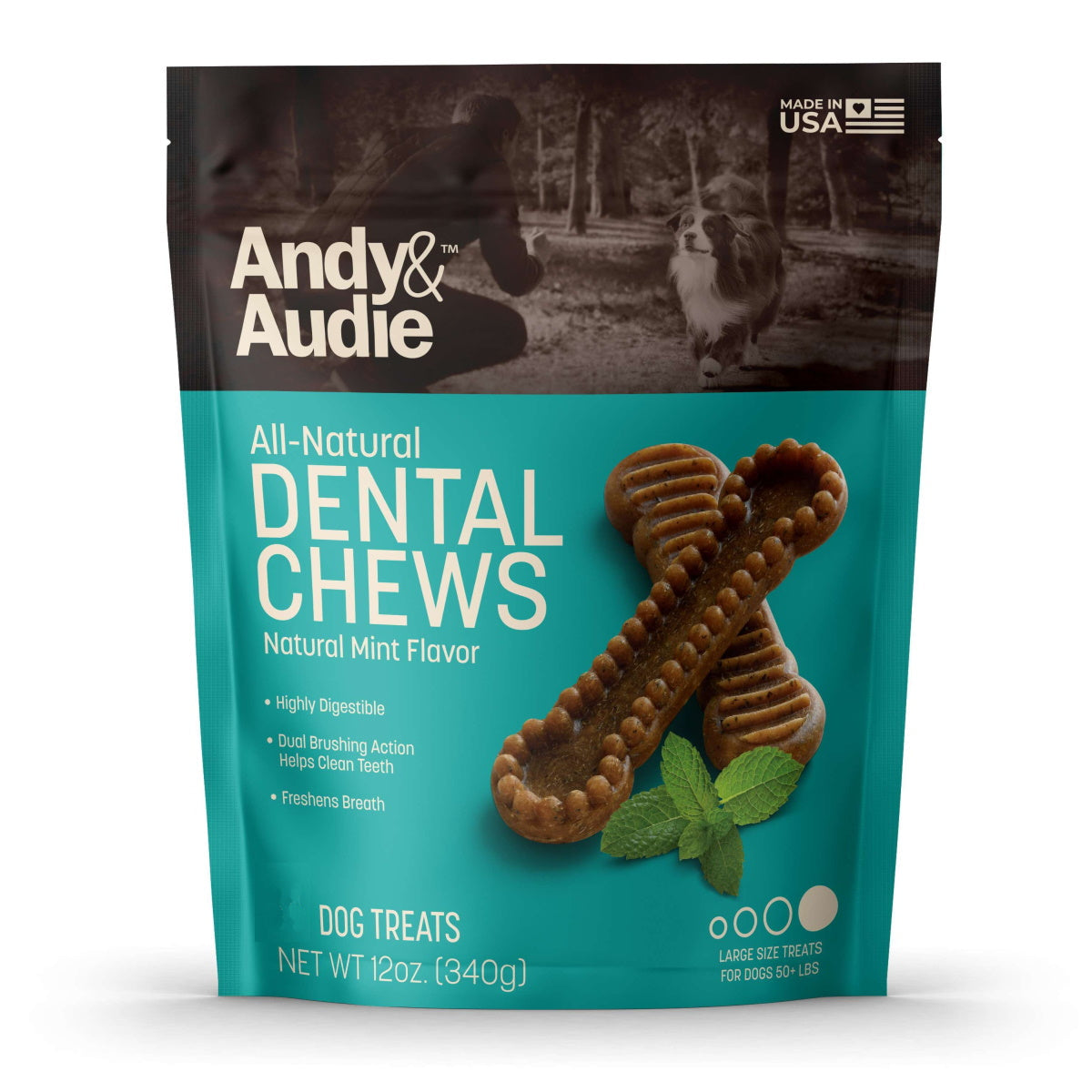 Andy & Audie Large Dental Dog Chew: 8 pack 12 oz