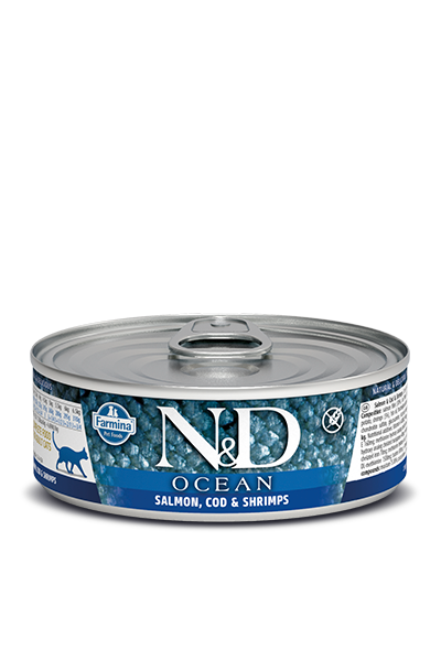 Farmina N&D Ocean Salmon, Cod & Shrimp Adult Cat Wet Food, 2.5-oz