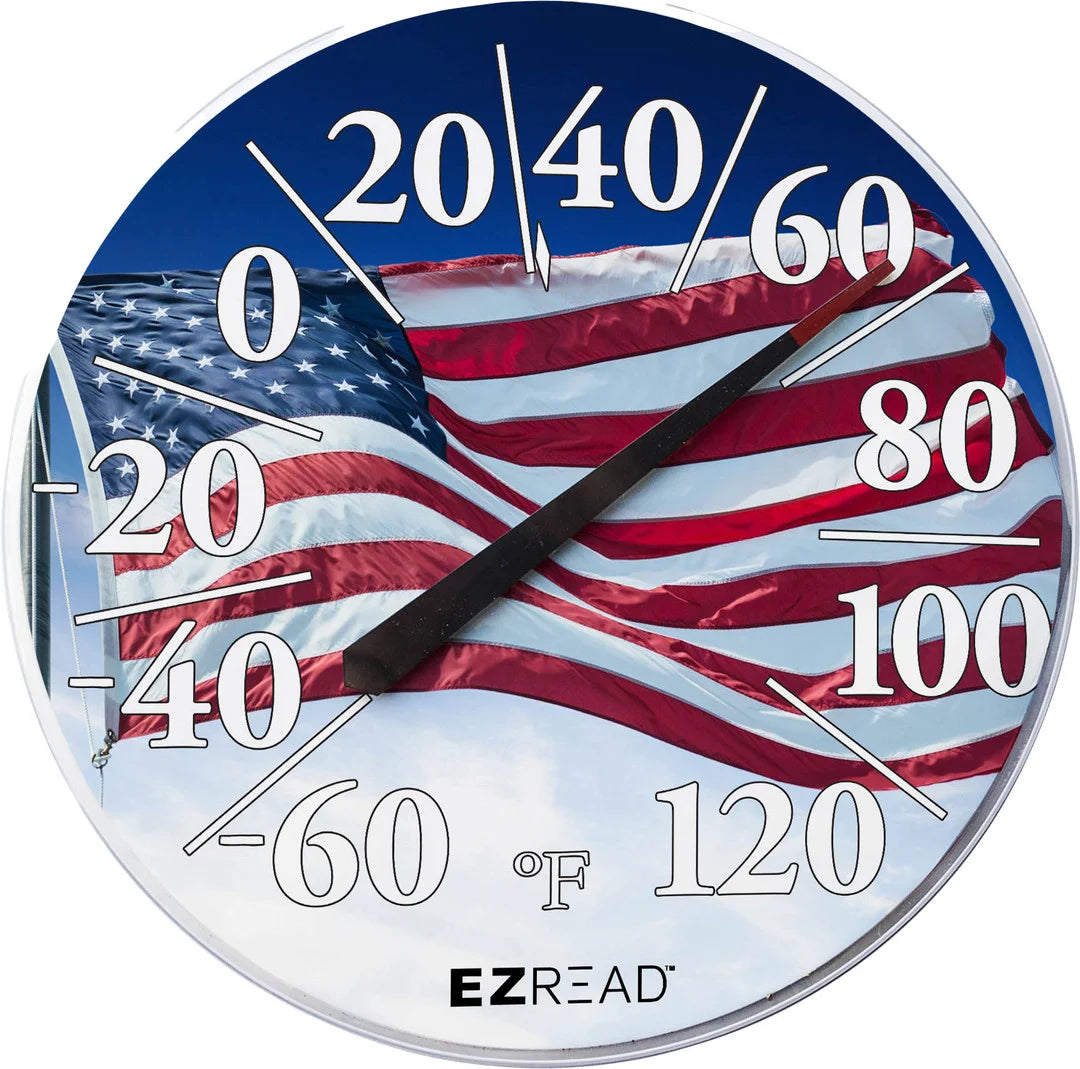 EZRead Indoor/Outdoor Dial Thermometer American Flag