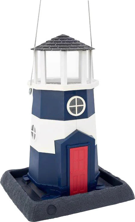 North States Village Collection Nautical Lighthouse Bird Feeder: Blue/White