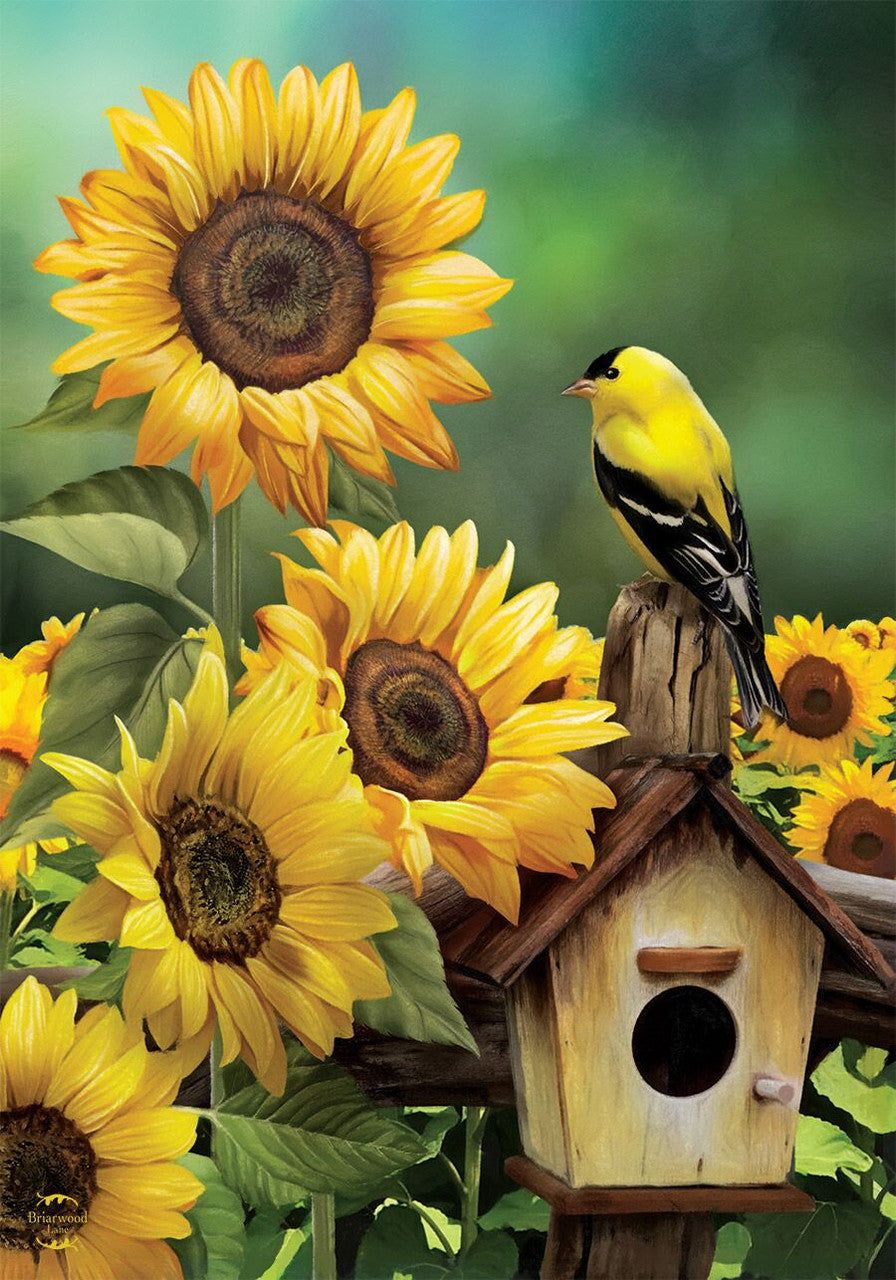 Gold Crest Goldfinch & Sunflowers House Flag