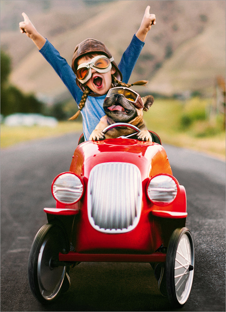 Kid & Dog In Go Kart Birthday-206396 bd : os