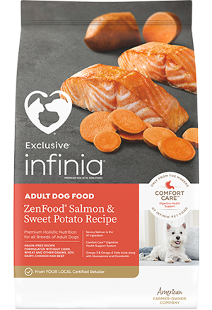 Exclusive infinia ZenFood Salmon and Sweet Potato Grain Free Dry Dog Food