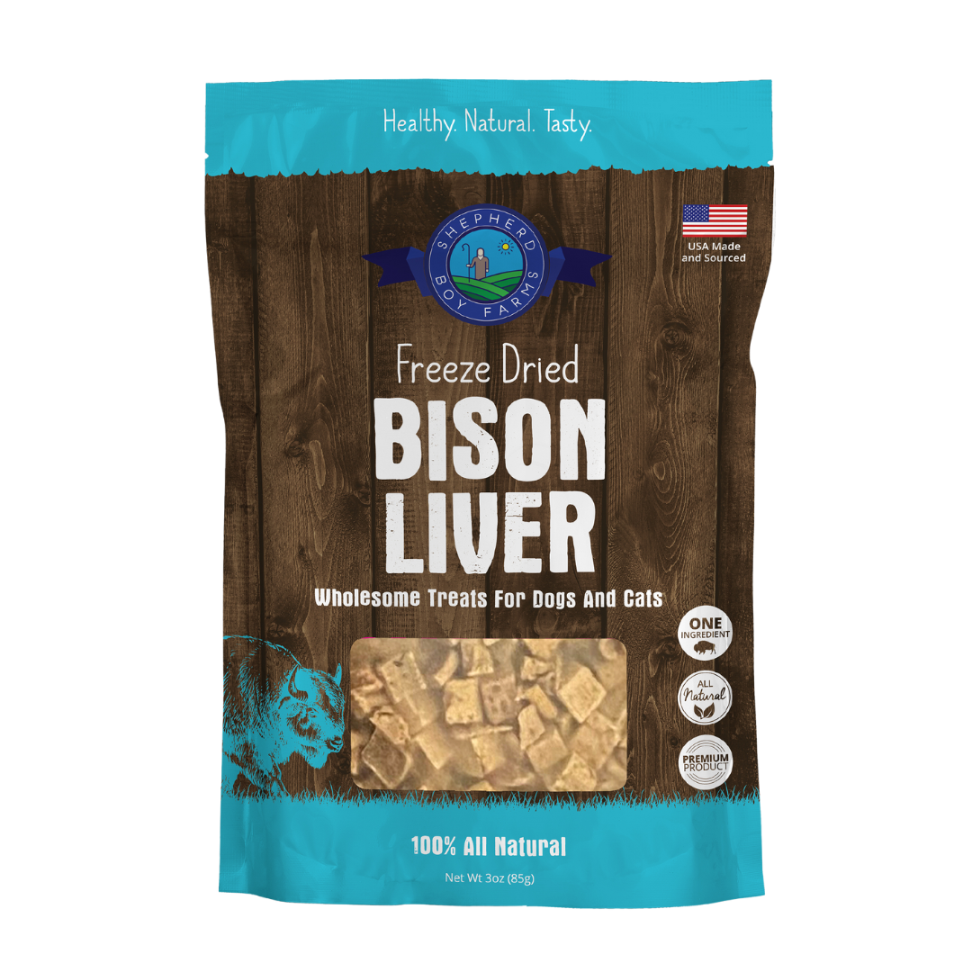 Shepherd Boy Farms Freeze Dried Dog and Dog Treats Bison Liver: 3 oz