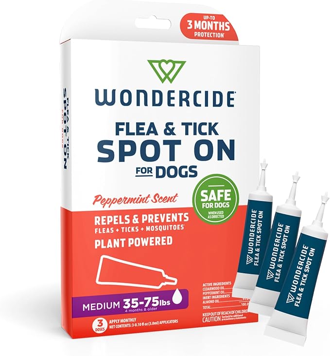 Wondercide Flea & Tick Dog Spot On Flea and Tick Repellent: 3 Month Medium Dog