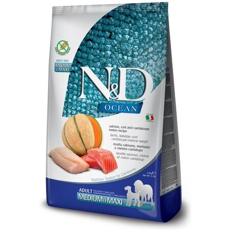 Farmina N&D Ocean Dog Salmon, Cod & Cantaloupe Midi Maxi Dry Dog Food: 26.4 lbs