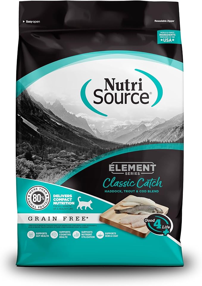 NutriSource Element Classic Catch Haddock Trout Cod Dry Cat Food: 4lbs