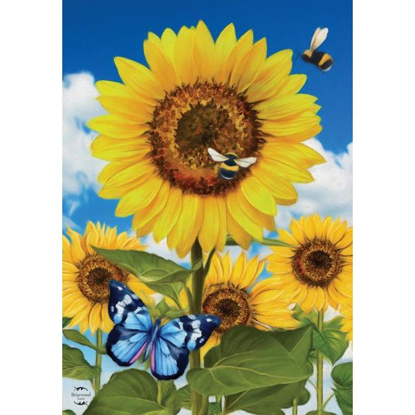 Gold Crest Sunflowers and Bees Garden Flag