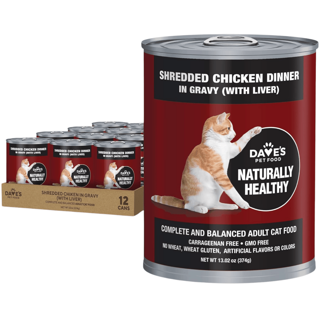 Dave's Shredded Chicken Canned Cat Food: 13.2oz