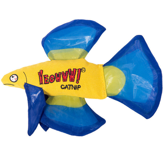 Yeowww catnip fish cat toy Blue