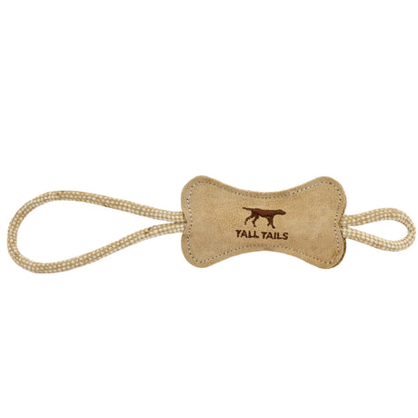Tall Tails Leather Bone Tug Natural Dog Toy: 12"
