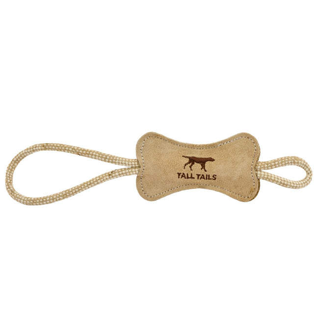 Tall Tails Leather Bone Tug Natural Dog Toy: 12"
