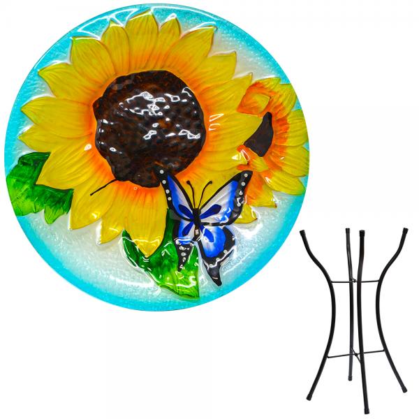 Songbird Essentials Blooming Sunflower Birdbath W/ Stand