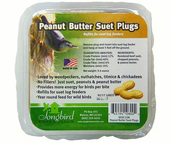 Songbird Essentials Peanut Butter Suet Plugs