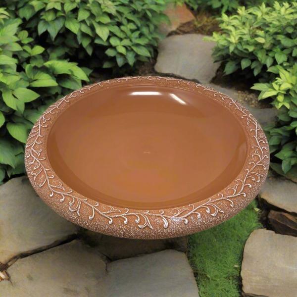TDI Brands Terra Cotta Semi Gloss Bird Bowl w/ Matte Rim