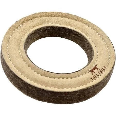 Tall Tails Leather Ring Natural Dog Toy: 7"