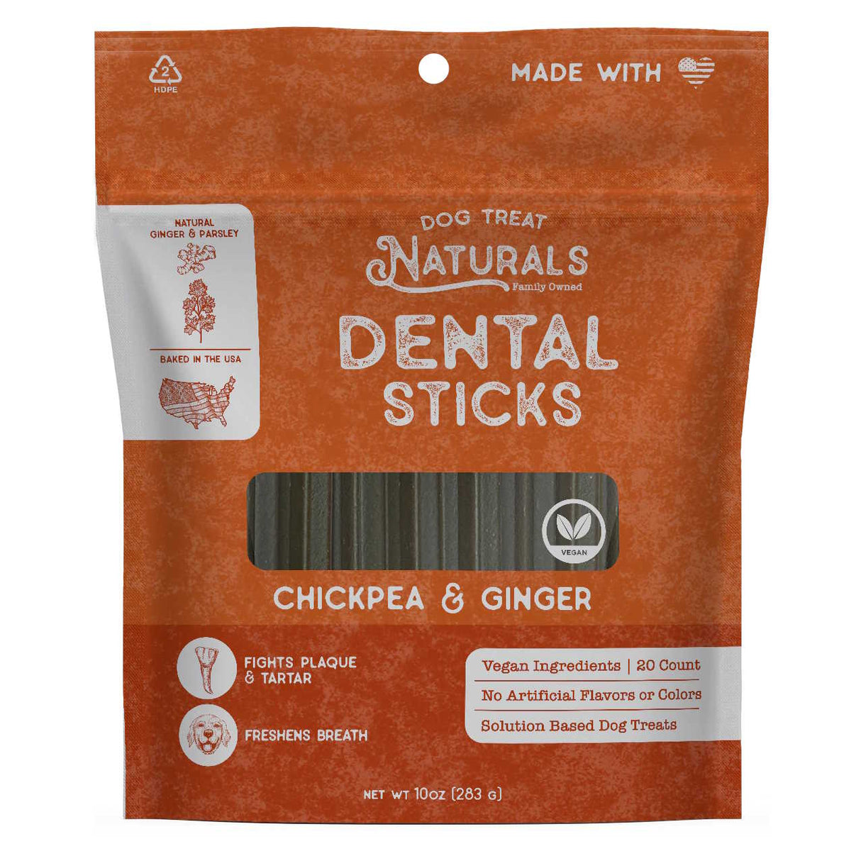 Dog Treat Naturals Dental Sticks Ginger: 10oz