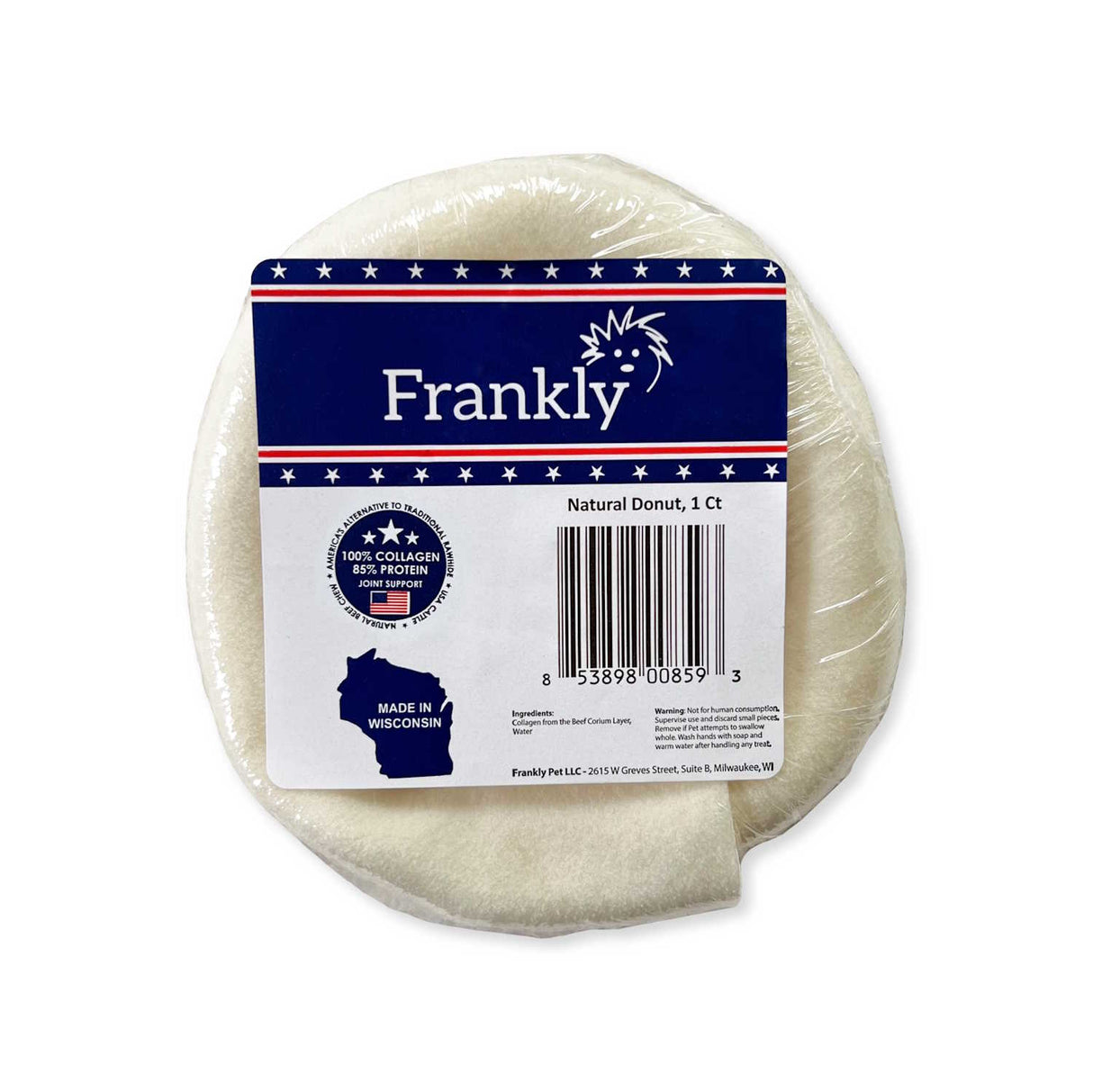 Frankly Natural Collagen Donut Dog Treat: 3"