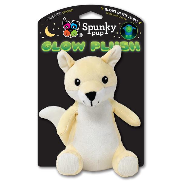 Spunky Pup Glow Plush White Fox Dog Toy