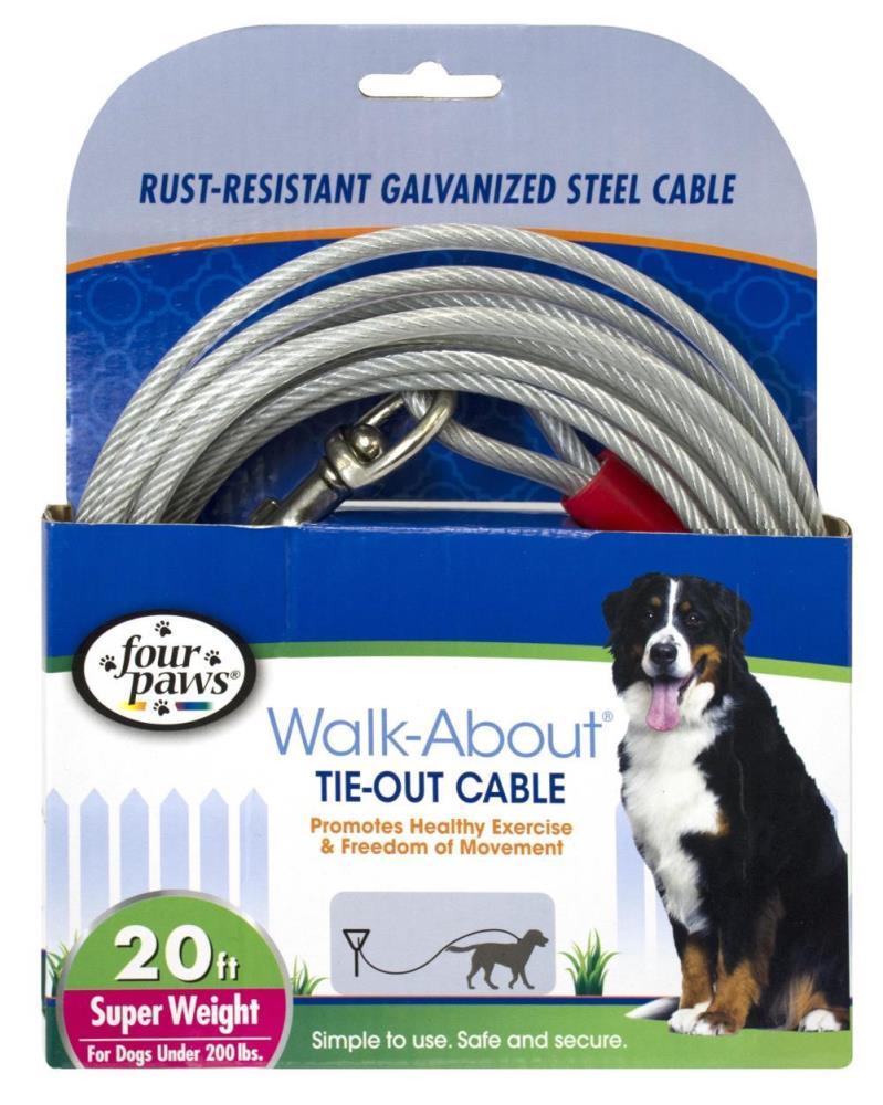 Four Paws Walk About Tie Out Cable - 20 ft Heavy Weight