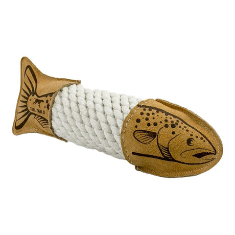 Tall Tails Natural Leather Trout Dog Toy: 15 in