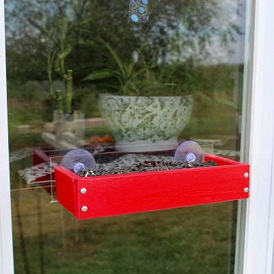 Backyard Essentials Standard Red Window Bird Feeder